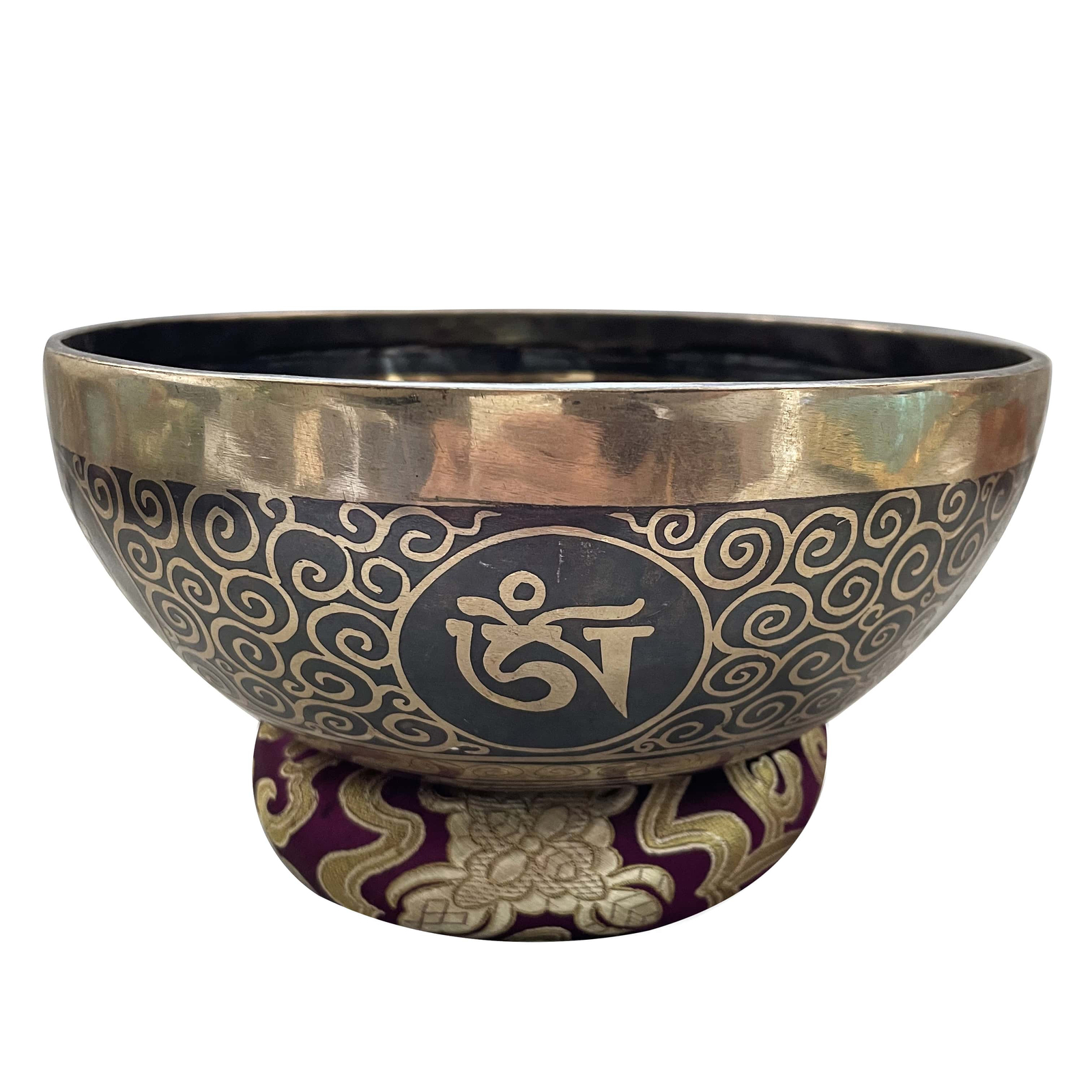 Bol chantant Bouddha coffret cadeau bien-être avec maillet et coussin traditionnel