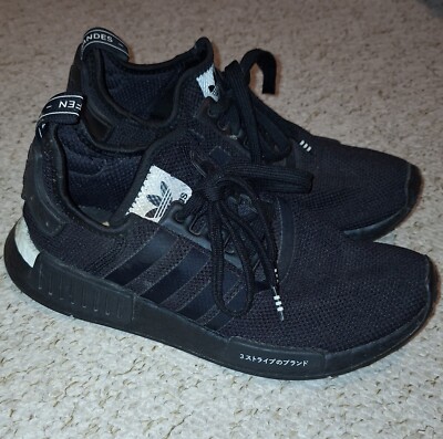 Adidas NMD R1 Rare BD7754 Blackout Japan Triple Black Used Trainers Size UK  UK