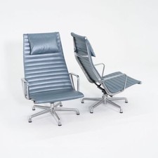 2005 Herman Miller Eames Aluminum Group Reclining Lounge Chairs in Blue 14x Avai