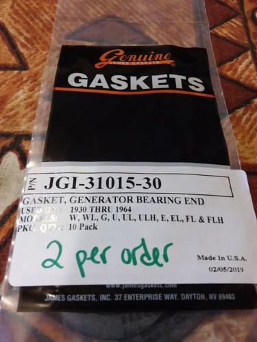 Juntas de extremo de cojinete de generador James Gasket JGI-31015-30 1930-64 W W WL QTY2 NS430D - Imagen 2 de 2