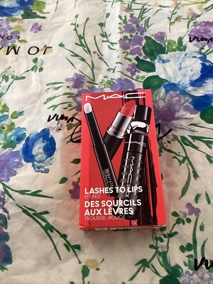 MAC Lashes to Lips Kit Red - Black Stack Mascara, Prep n Prime Lip, Lady Danger