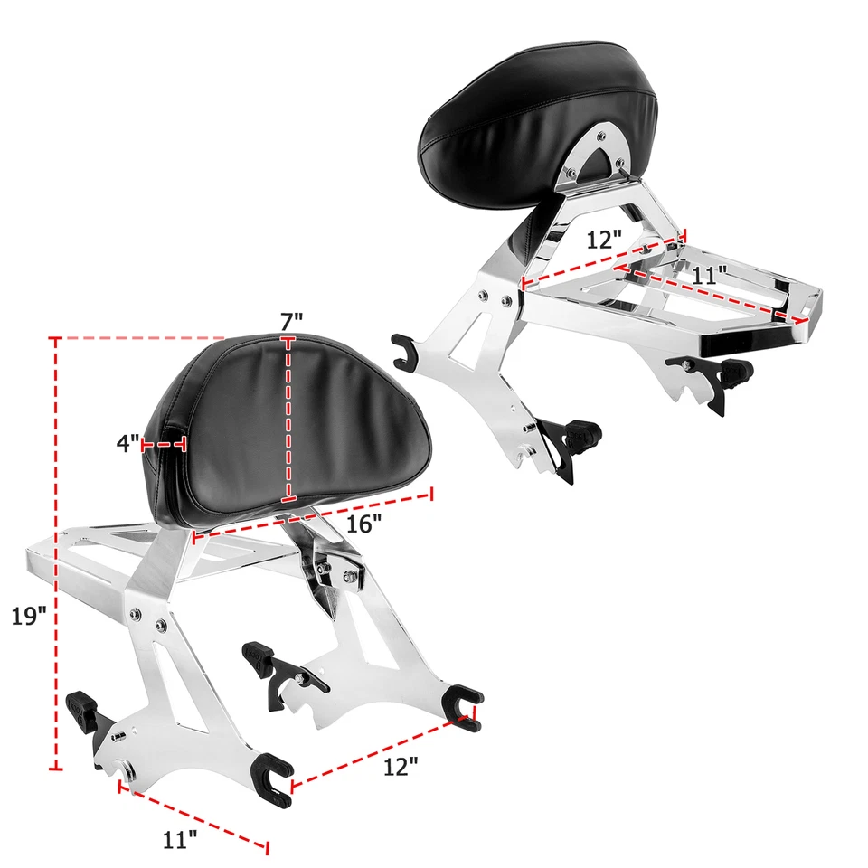 MOFUN Detachable Sissy Bar Backrest w/Luggage for Victory Cross Roads Country - Изображение 3 из 4