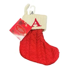 Kohl's St Nicholas Square Knitted Red Mini Stocking 6" Initial A