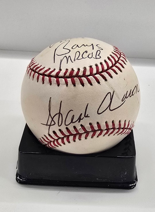 Hank Aaron Ernie Banks & Charley Pride Autograph Baseball PSA DNA