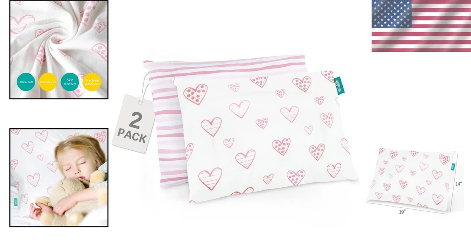 Juego de funda de almohada de algodón orgánico ultra suave para niños pequeños - Perfecto para pequeños soñadores Foto 2 de 4