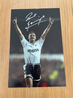 Paul Gascoigne Signed Tottenham Hotspur Photo Spurs Autograph COA