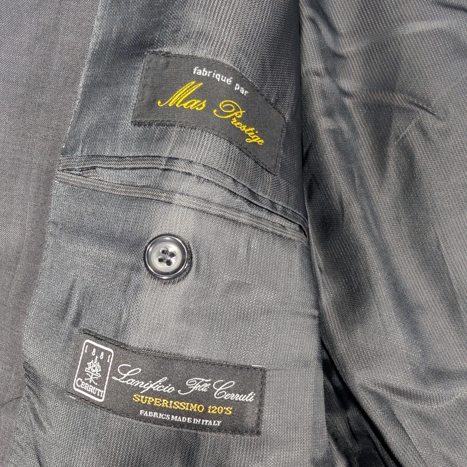 Blazer Hombre Talla EU 54 US 44 Negro Lanficio F.LLI Cerruti Lana Super 120s Foto 3 de 4
