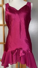 Vtg 90s Romantic Moods Lingerie Nightgown Sz M Ruffles Bow Pink Satin