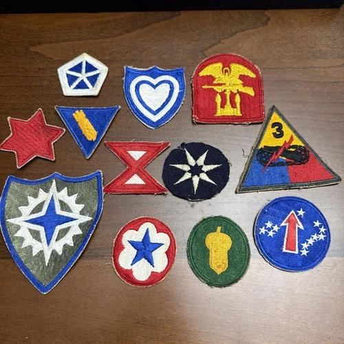 Lot of WW2 US Military Patches - 3rd Armored, Infantry, Pacific, European Etc
