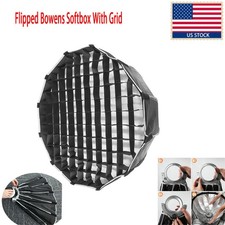 US 90/120cm Studio Flipped Bowens Quick Installation Softbox Diffuser With Grid