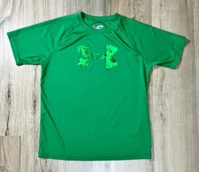 Under Armour Size YXL Youth Boys Green Heatgear Loose Top T-Shirt NWT