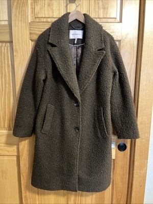 BCBGenerations Women's Notch-Collar Teddy Coat Chocolate Brown M
