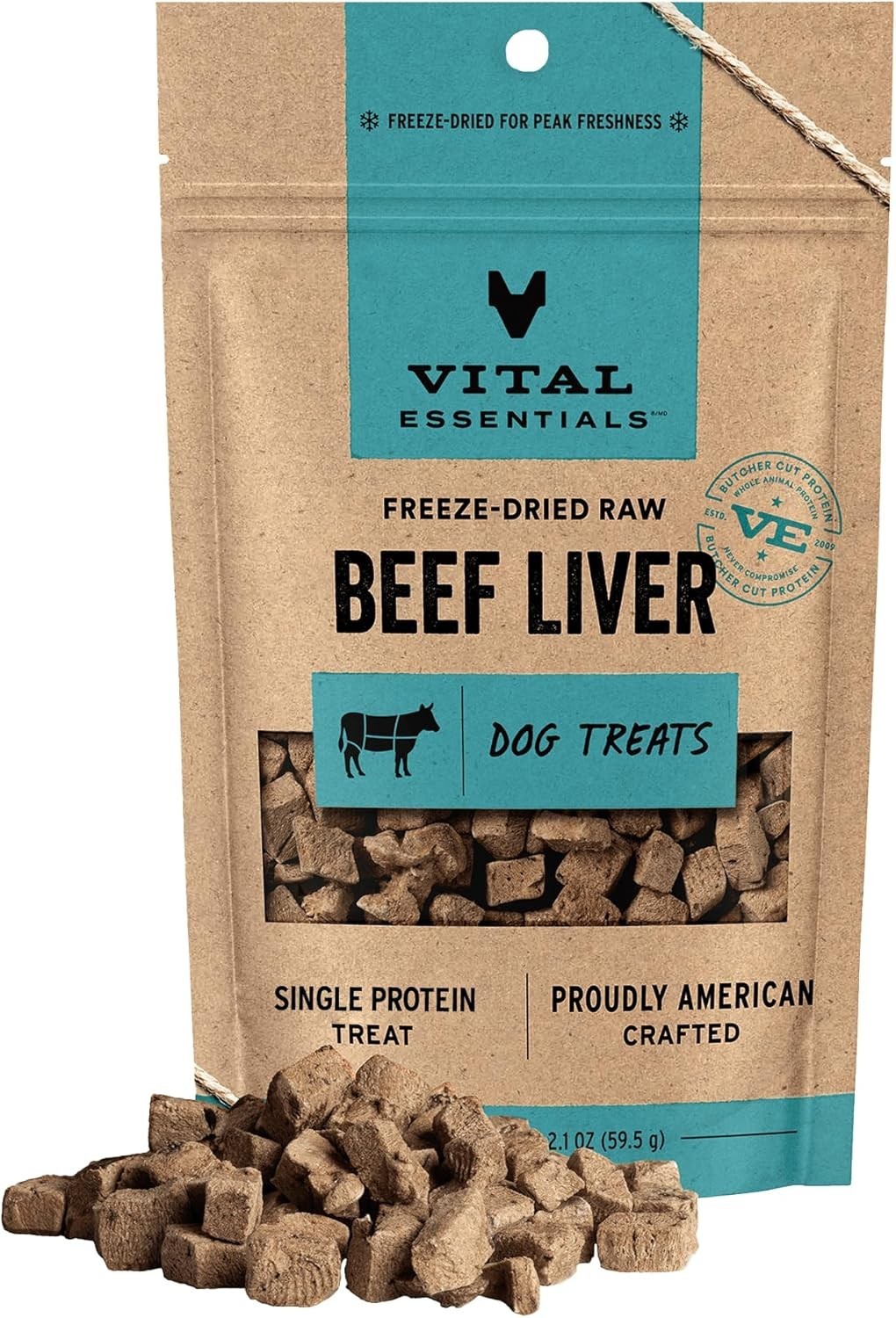 Vital Essentials Dog Treats &ndash; Freeze-Dried Beef Liver 2.1o