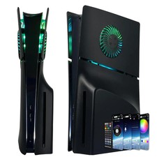 Faceplate for PS5 Slim Disc Edition with RGB Light Strip and Dust Filter with Co