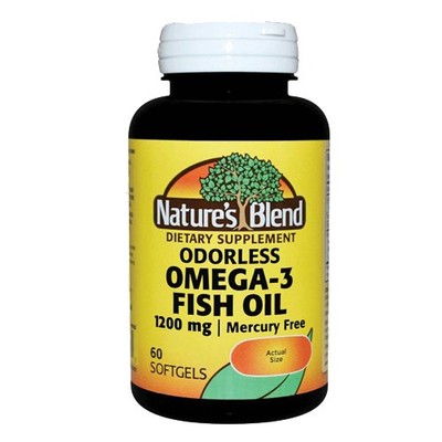 Odorless Omega-3 Fish Oil 60 Caps 1200 mg