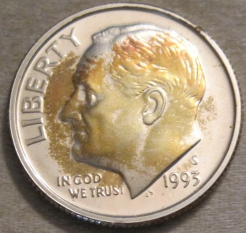 ALBUM TONED AS SHOWN - 1993 S SILVER PROOF ROOSEVELT DIME *** 90% SILVER ** 420