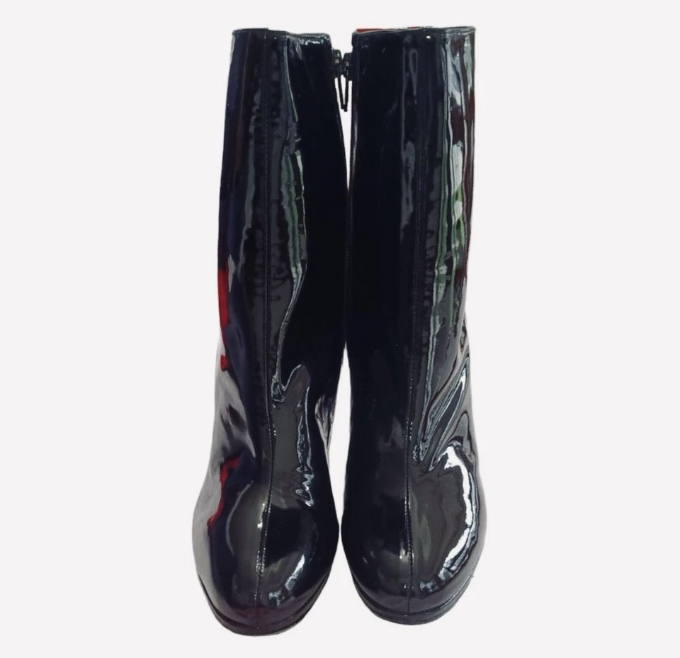 Stuart Weitzman Apollo Patent Leather Black Boot Stiletto Women's 9m orig$329 - Image 2 of 4