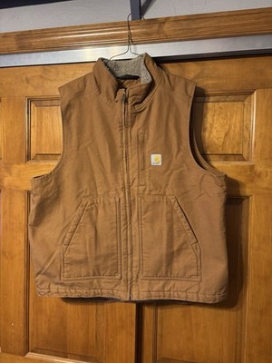 Carhartt Men's Insulated Vest Loose Fit, Oak Brown, Sleeveless Large