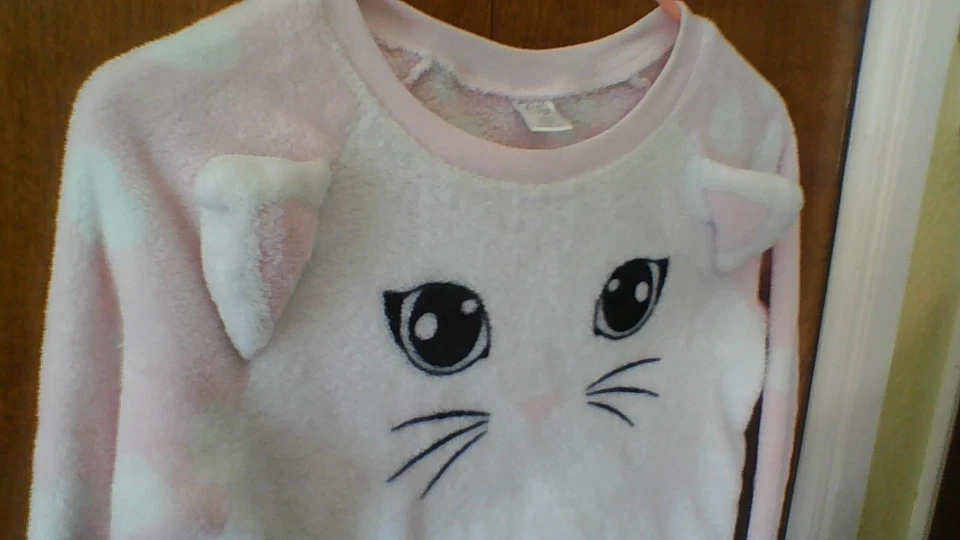 Cold Crush Cat Face Fleece Pull Over Sweater Girls Size M (8/10) *Stains Slv End - Image 4 of 4