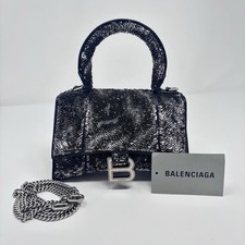 Balenciaga Leather Calfskin XS Hourglass Bag Black Sequin NEW 6100