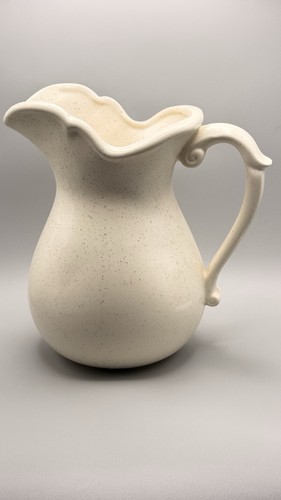 Vintage USA 7549 Speckled Cream Pottery Pitcher 9.5” Farmhouse Cottage
