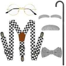 Kids Old Man Costume, Kids 100 Days of School Costume for Boys with Fake Black
