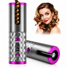 2-Pack Cordless Auto Hair Curler, Ceramic Rotating Iron, 6 Temps  Timers Portab