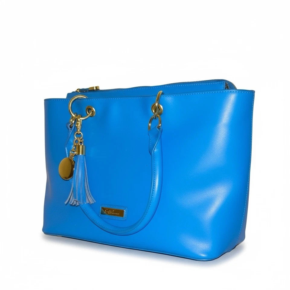 Joy & Iman 100% раздельный кожаный синий сумка с короткими ручками Дамская сумка сумочка - Изображение 2 из 4