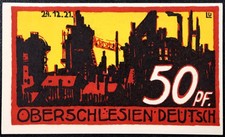 HELMSTEDT 1921 RARE  Red Cross/Save Upper Silesia  50 Pfennig German Notgeld