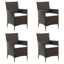 Garden Chair Set of 4 Brown Poly rattan Standard Garden Chair