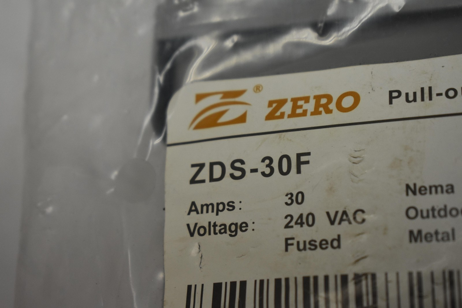 Zero ZDS-30F Pull-Out Disconnect Switch 30A 240V Fused NEMA Type 3R Outdoor UL