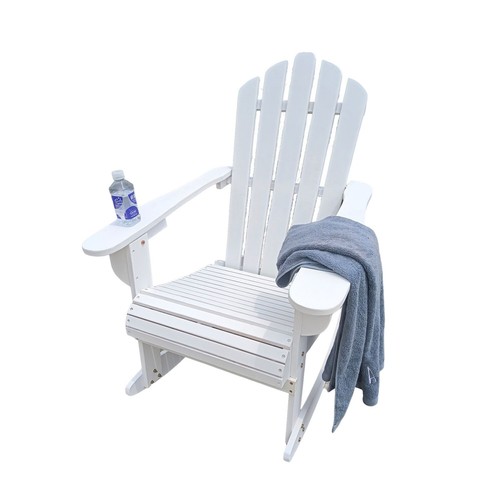 Reclining Wooden Outdoor Rocking Adirondack chair White