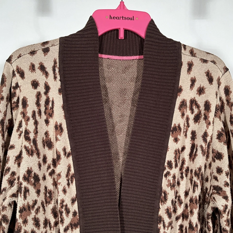 Isaac Mizrahi Live! Cárdigan Jacquard Patrón Marrón Leopardo Talla Mediana A369738 Foto 2 de 4