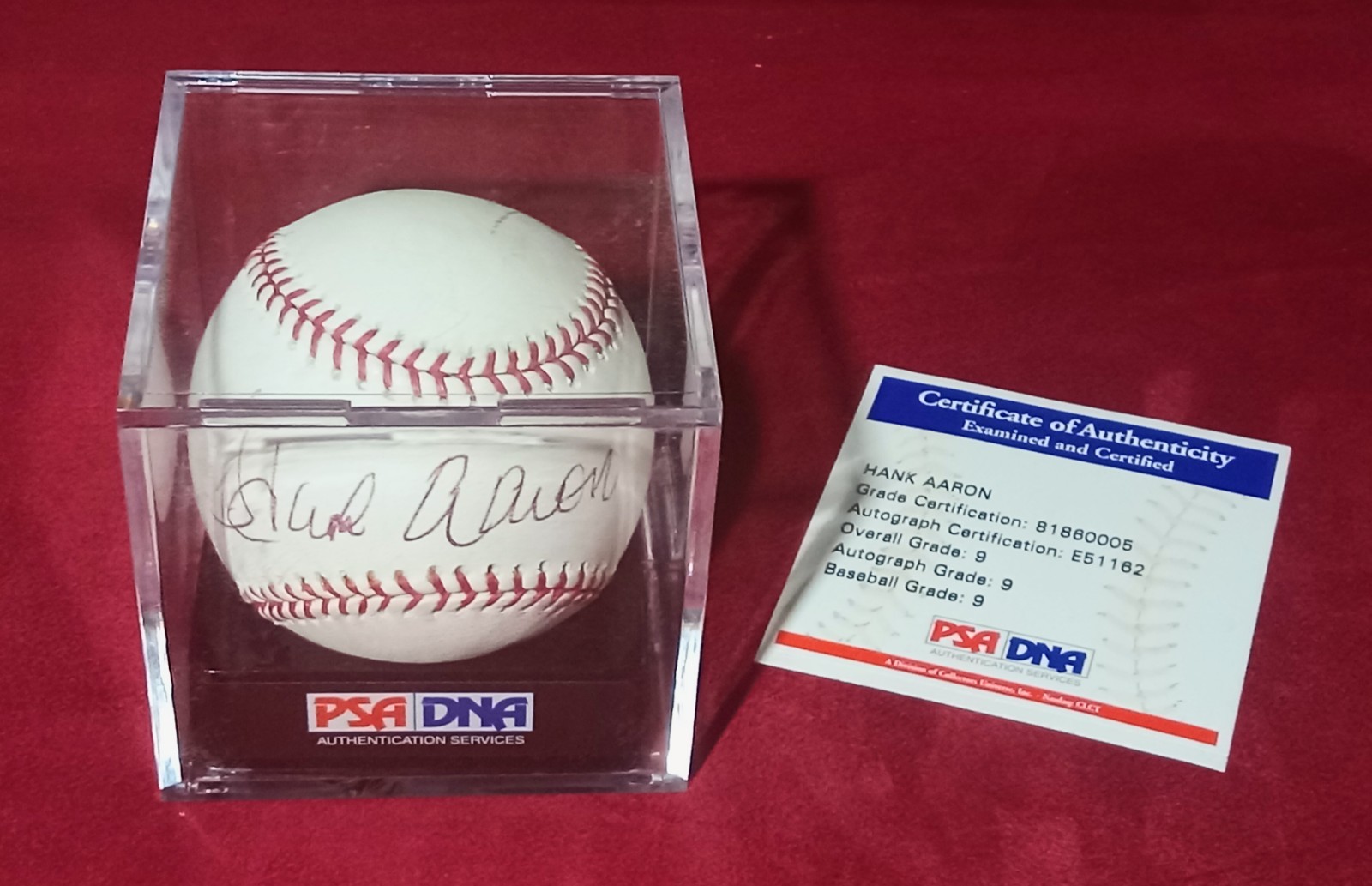 SIGNED AUTOGRAPHED BRAVES HANK AARON PSA DNA GRADED 9 BALL BASEBALL HOF MEMBER