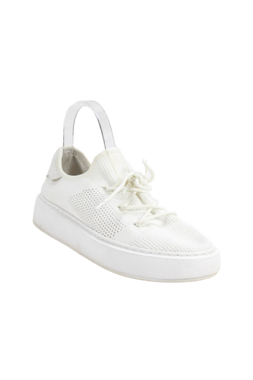 /Slides Womens Platform Lace-Up Casual Athletic Sneakers Solid White Size 7-image