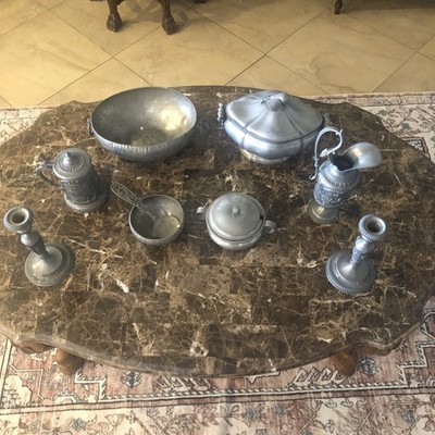 ANTIQ,VTG,Pewter Collection 8pc WMF Germany Skurdal Norge Tinn ,ITALy,Valued pcs