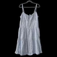Blue Floral Mini Dress Size Medium Ditsy Daisy Tiered Cottagecore Sundress Chic