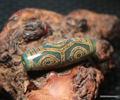 Energy Tibetan Old Agate Green Color 6 Dragon Eyed Big Master dZi Bead Pendant R