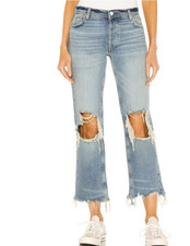 Free People We the Free Maggie Jean-Mid Rise Straight Leg Crop Destroyed-Size 28