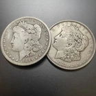 [Lot of 2] Morgan Silver Dollars (1884P, 1921D) - 90% Silver