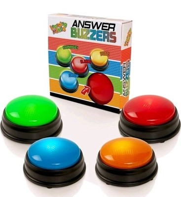 Antwort Buzzers für Quiz - 4er Set Licht & Sound Buzzers für Pub Quiz Spiele
