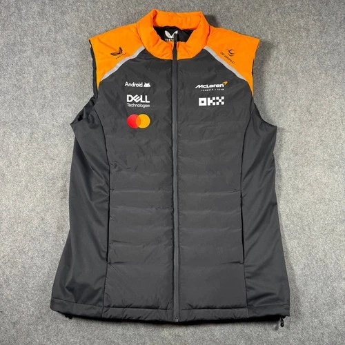 Castore McLaren F1 Team Puffer Vest  Mens Medium Black Orange Gilet Thermolite - product listing photo