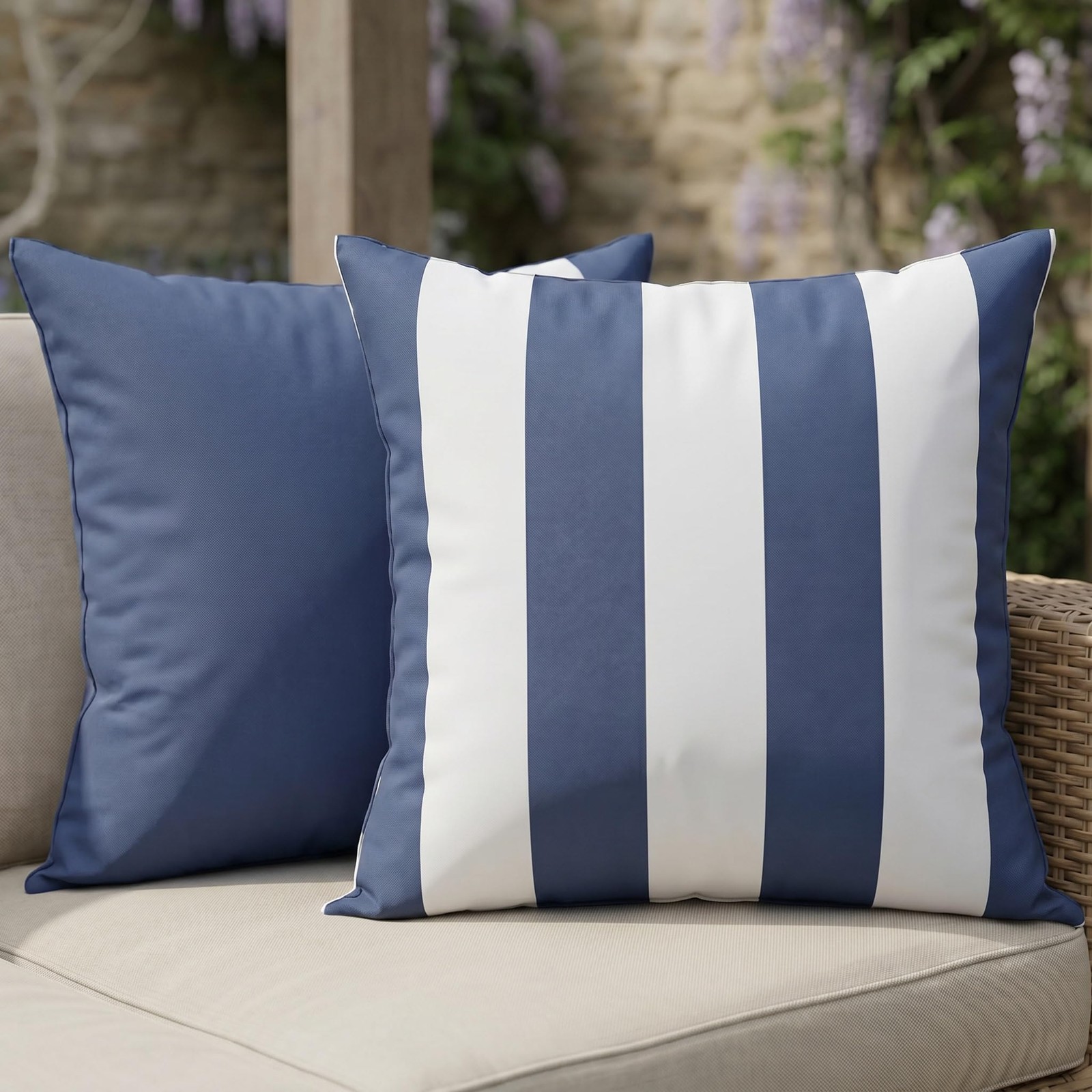 Decorative Outdoor Pillows Set of 2 - Waterproof 18x18 Throw Pillow Covers fo...