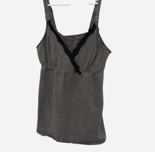 Grey V Neck Cami With Black Lace Trim Size Medium