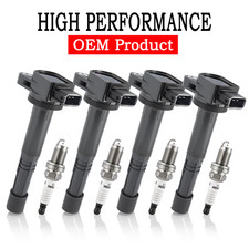 4X Spark Plugs and Ignition Coil Pack For 2003-11 Honda Civic Element CR-V UF311