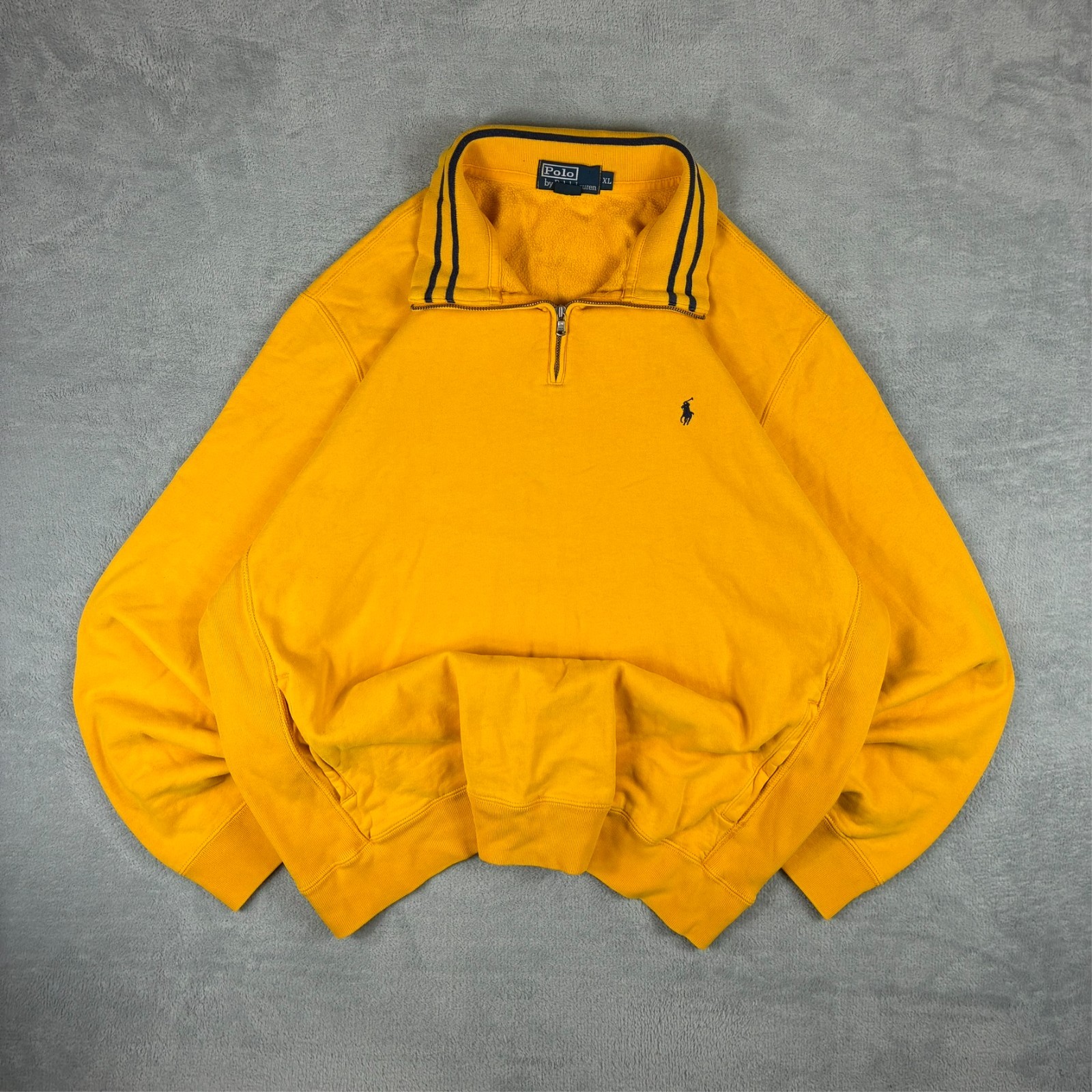 Vintage Polo Ralph Lauren 1990's Yellow Stripe Size XL 1/4 Quarter Zip Jumper image 2