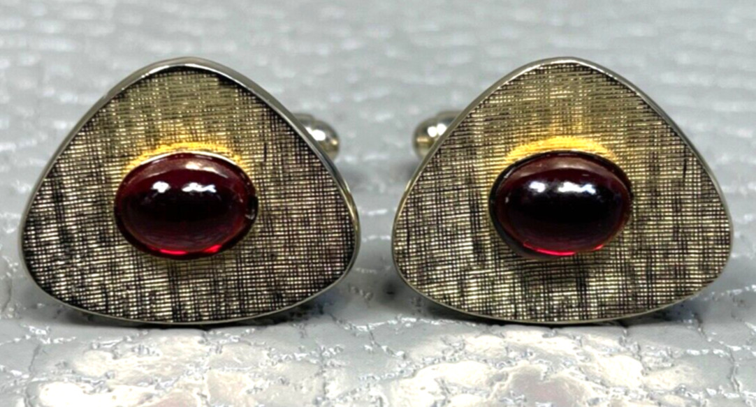 Vintage Triangular Rounded Corner Red Stone Yello… - image 1