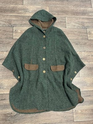 julius lang jacket poncho wool green women hooded