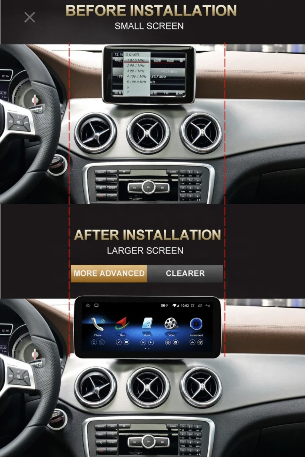 10.25inch Android12 32G Screen Display for Mercedes Benz C GLC V 2014