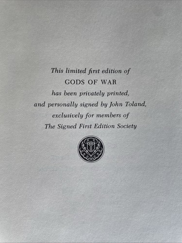 Signed "Gods of War" by John Toland, Limited First Edition The Franklin Library - Picture 6 of 7